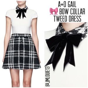 Alice + Olivia Gail Bow Collar Tweed Dress